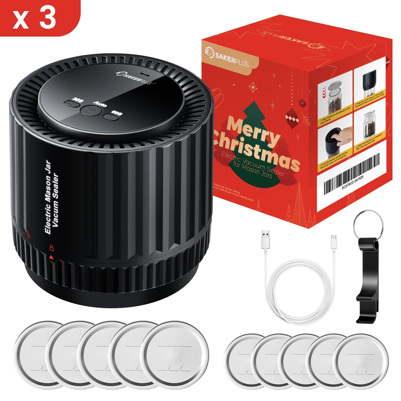 SakerPlus® Electric Mason Jar Vacuum Sealer