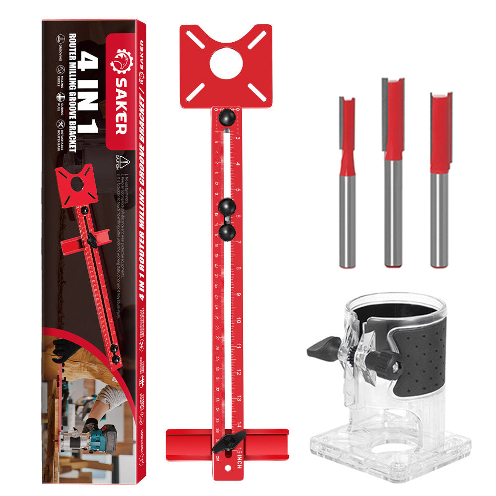 Robust Woodworking Bracket for Milling Tasks - SAKER® 4 in 1 Router Milling Groove Bracket