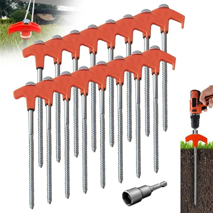 Sakerplus 8" Screw in Tent Stakes