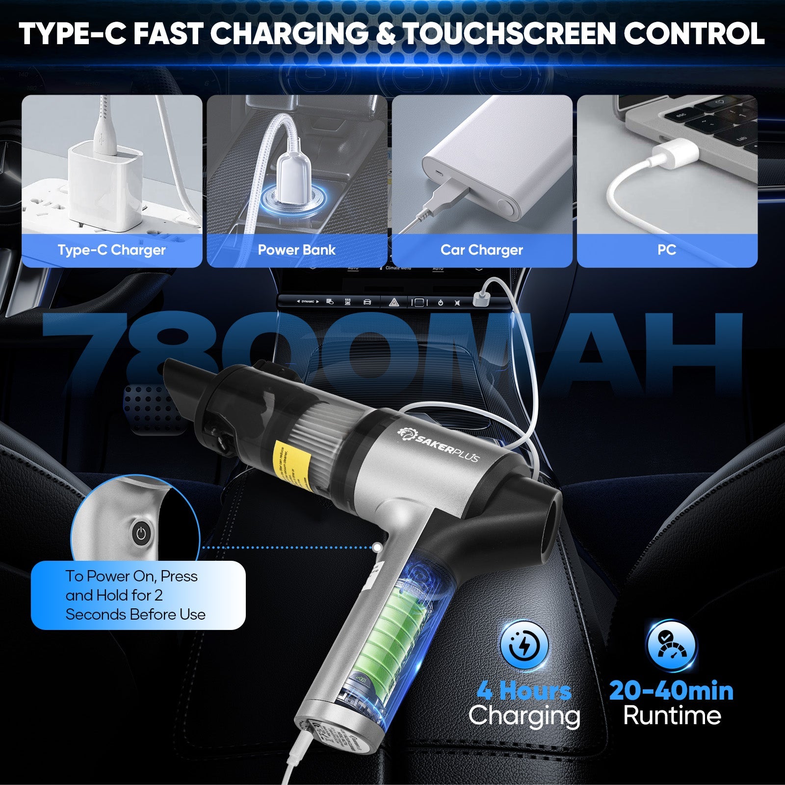 SakerPlus Hand Held Car Vacuum Cordless