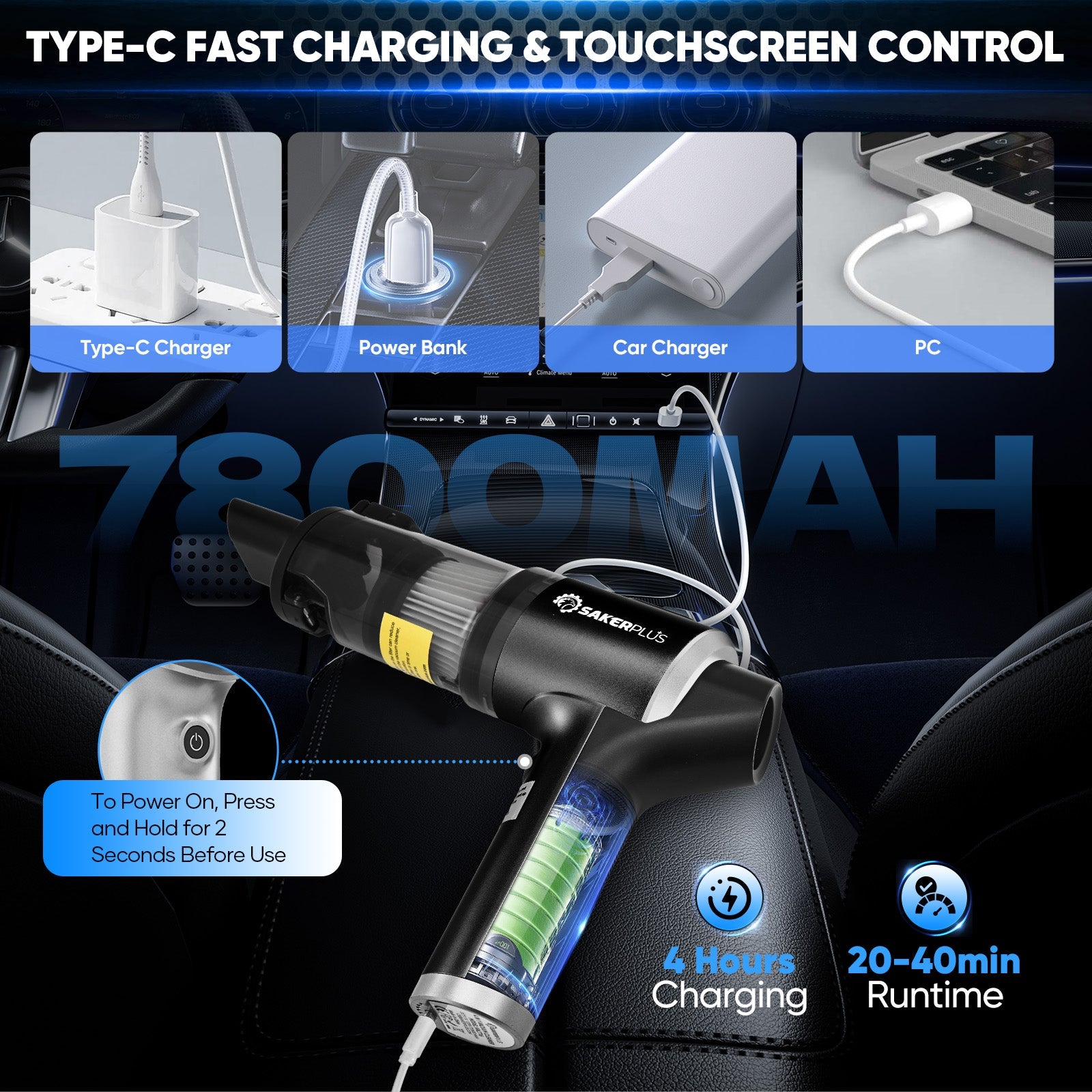 SakerPlus Hand Held Car Vacuum Cordless