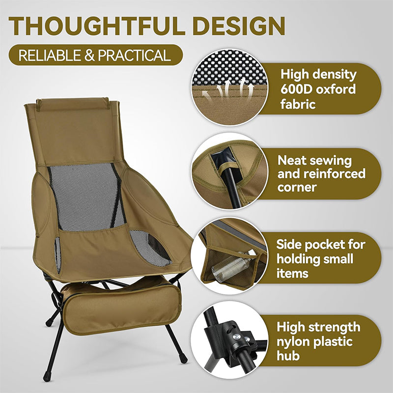 Sakerplus® Comfortable High Back Portable Camping Chair