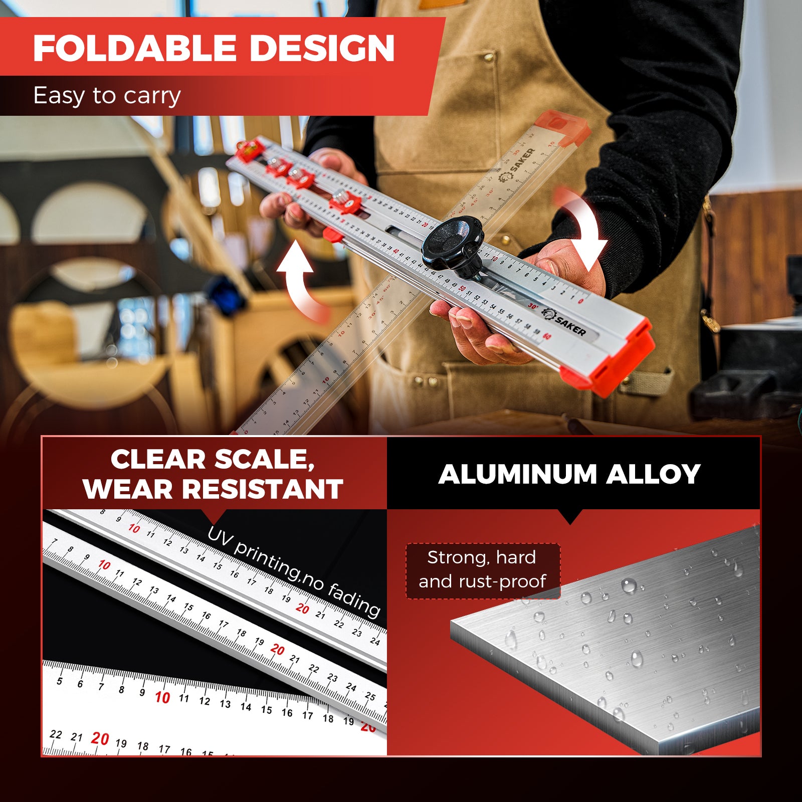 SAKER® Accurate Hole Position Marker - SAKER® 4 in 1 Drilling Positioning Ruler