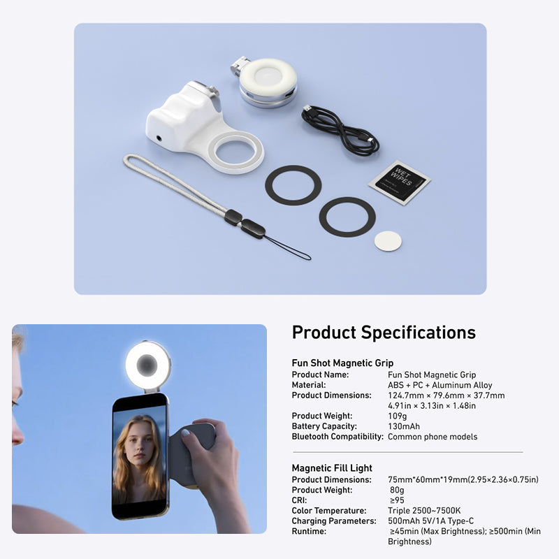 Sakerplus Fun Shot Magnetic Grip & Magnetic Selfie Light