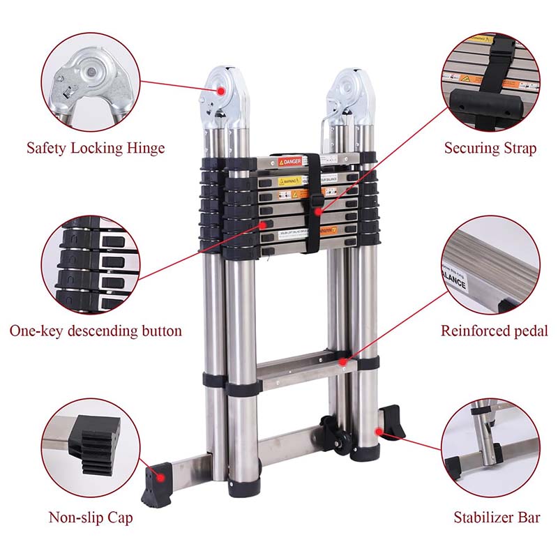 Sakerplus® Portable Collapsible Extension Ladder