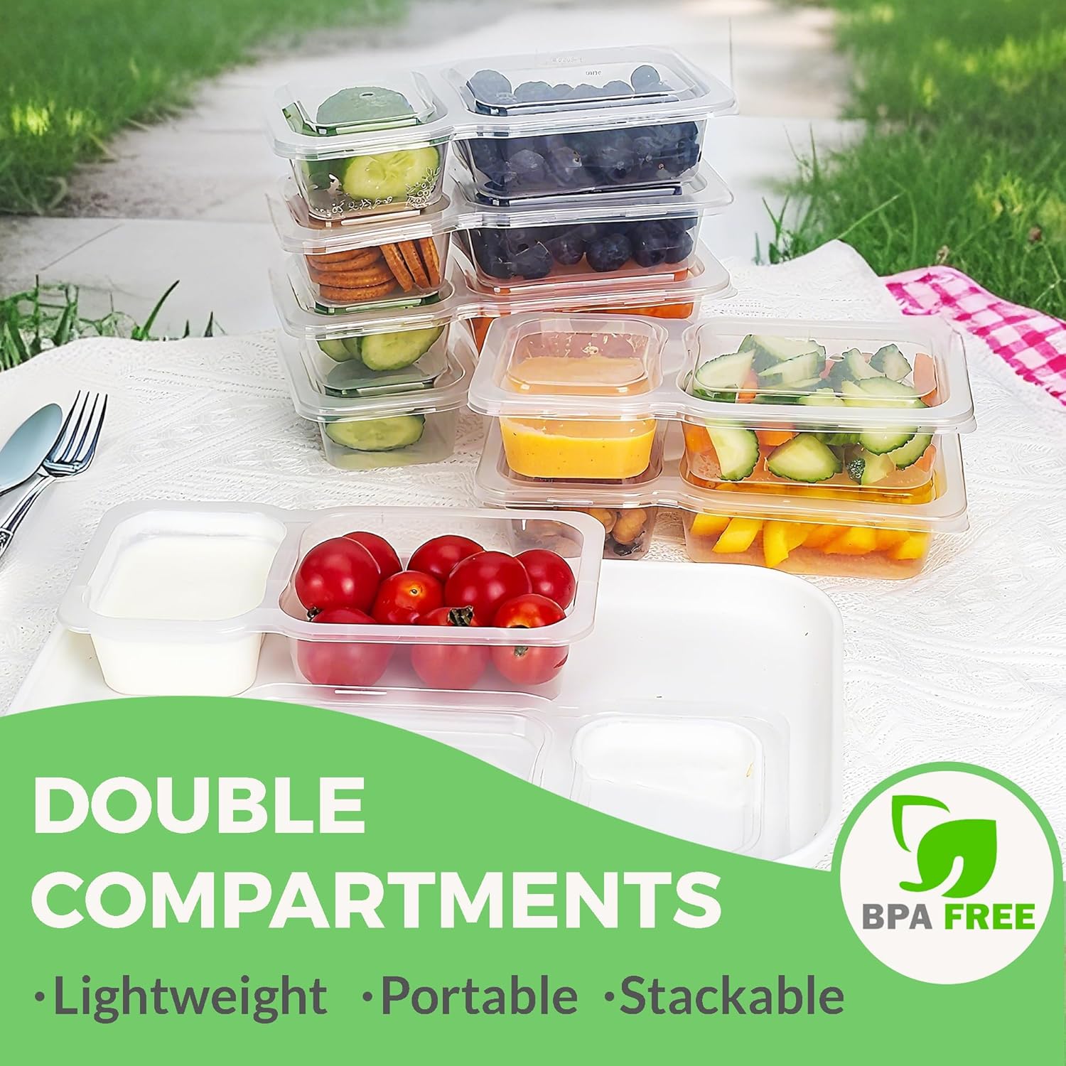 Sakerplus® Two Compartment Snackle Box Container