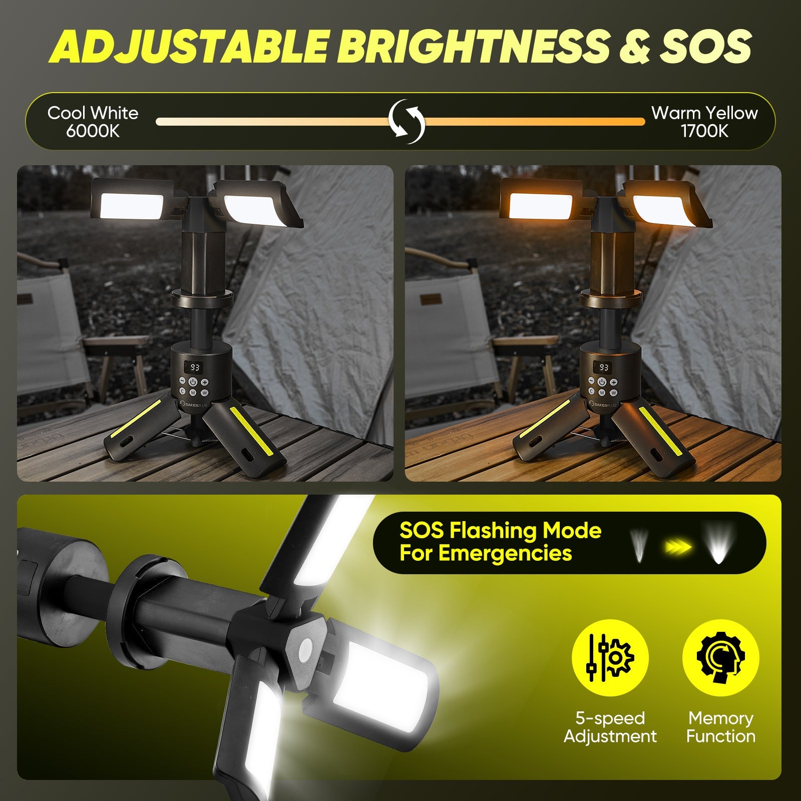 Sakerplus Telescopic Camping Lights with Stand