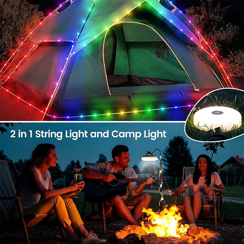 SAKER Camping String Lights—Dual Mode: Warm & Color Light