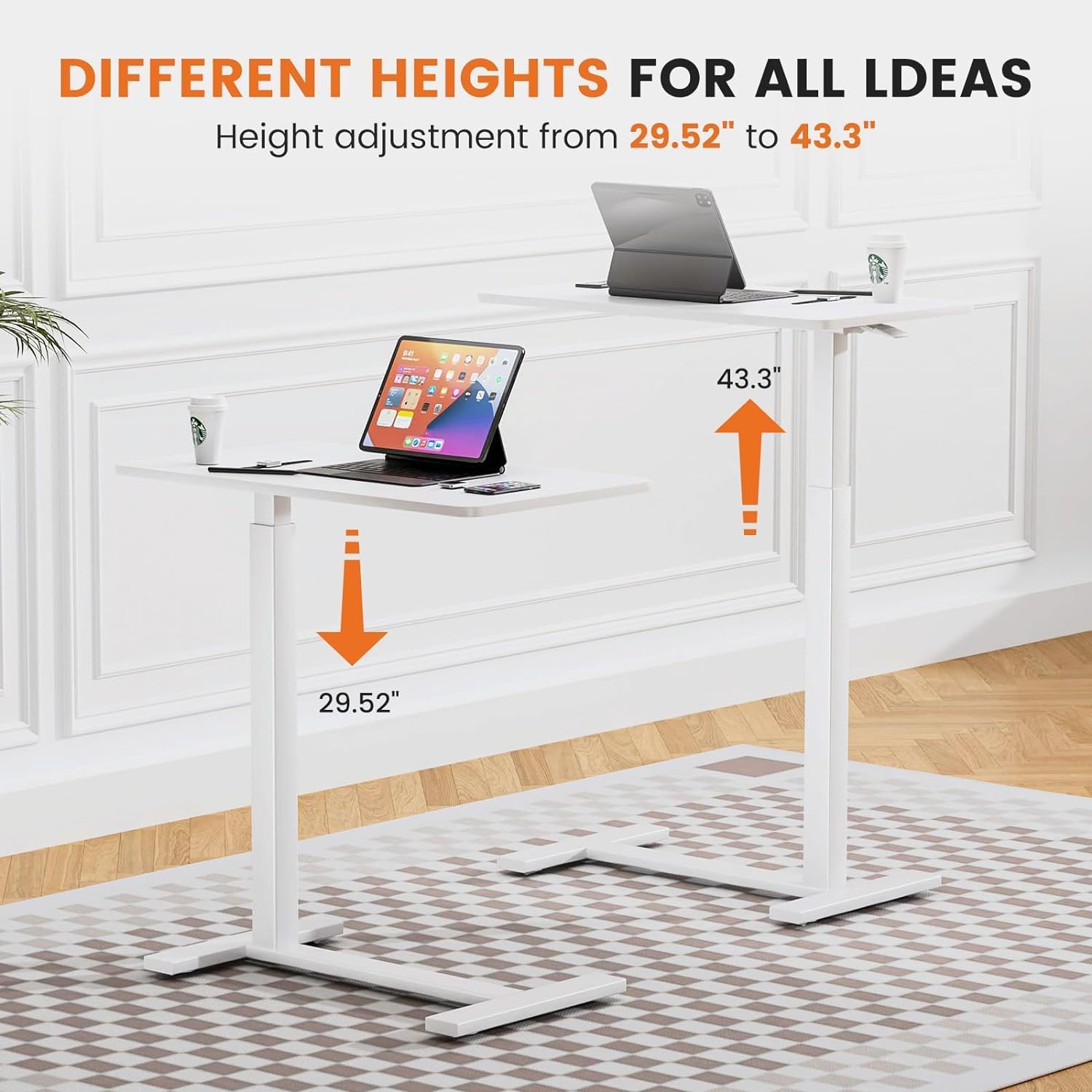 Saker Hidden Casters Adjustable Bedside Table