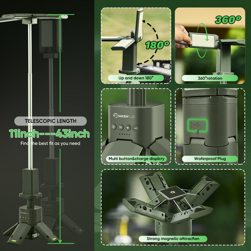 Sakerplus® Outdoor Lighting Solution - SakerPlus Camping Lantern with Four Led Lamps