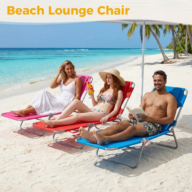 Sakerplus® Portable Folding Beach Lounge Tanning Chair