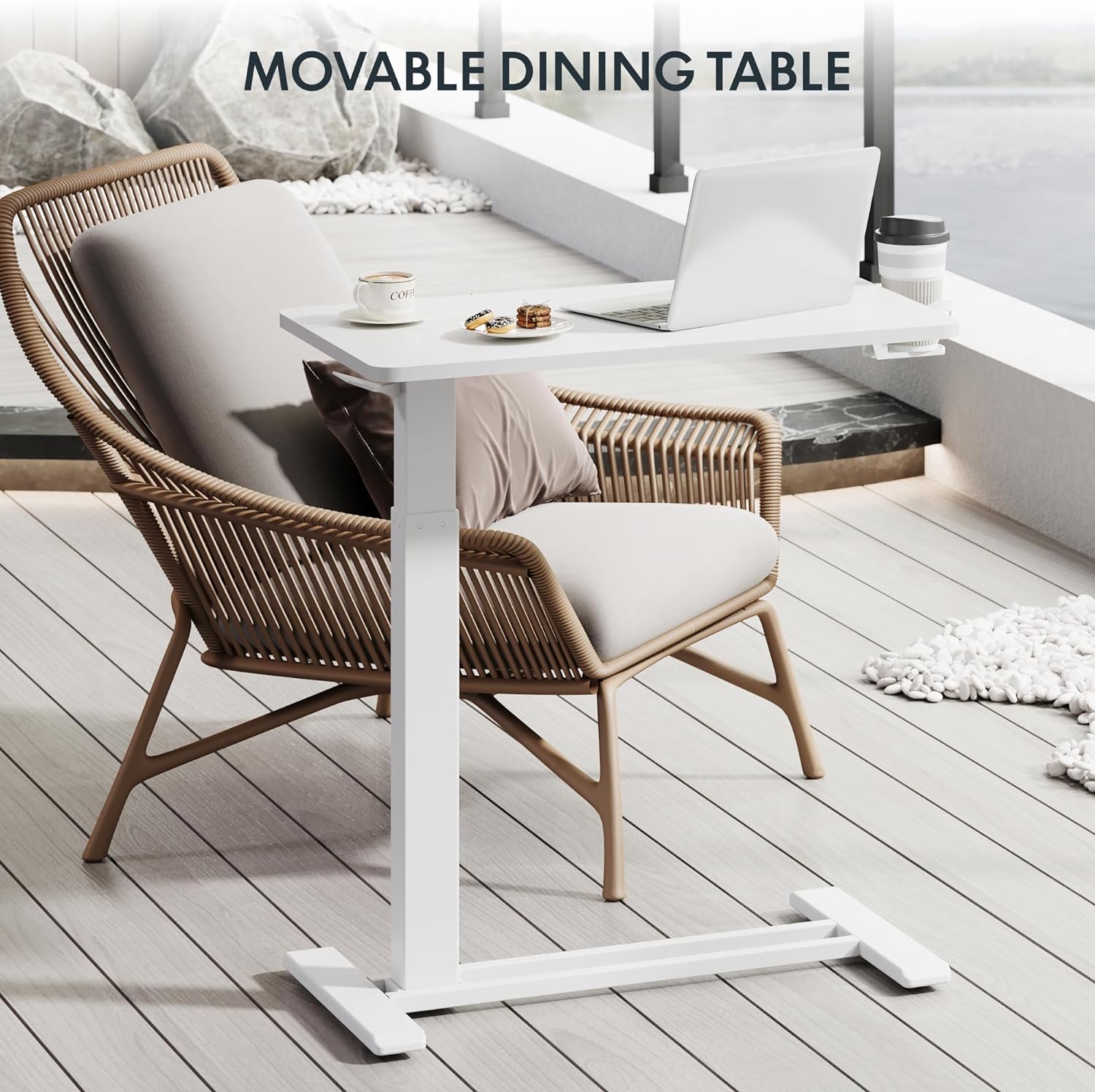 Saker Hidden Casters Adjustable Bedside Table