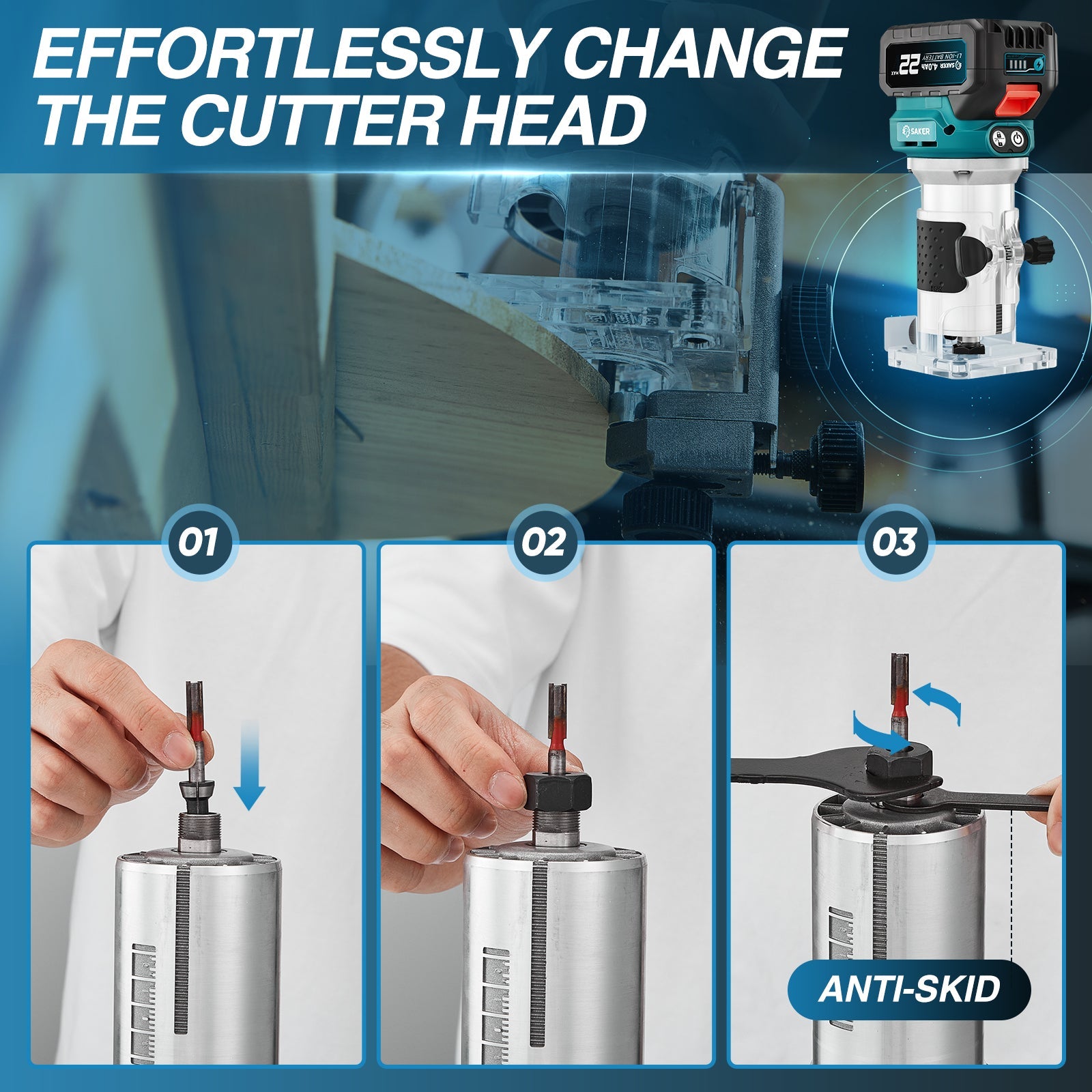 Saker Cordless Brushless Router Tool