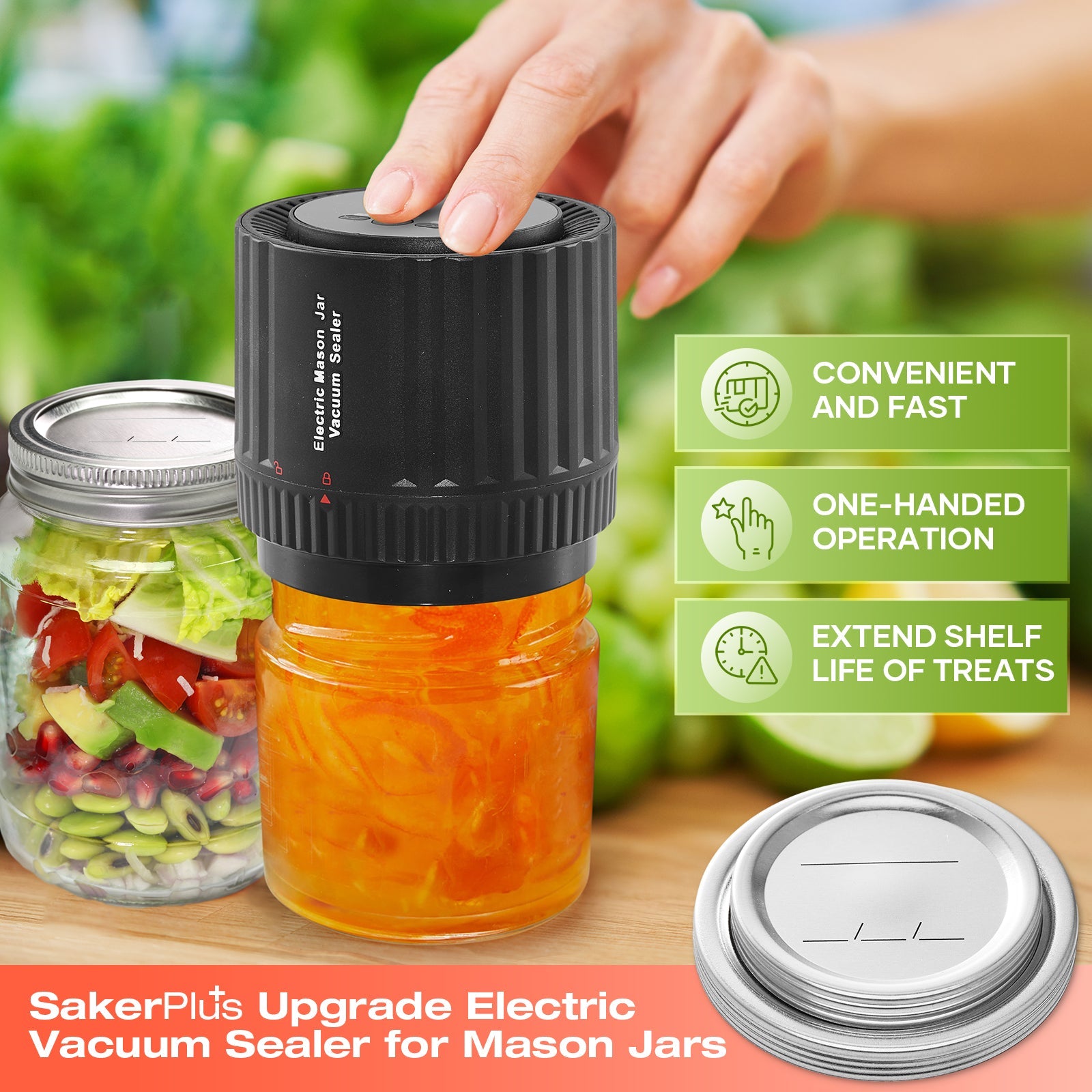 SakerPlus® Electric Mason Jar Vacuum Sealer