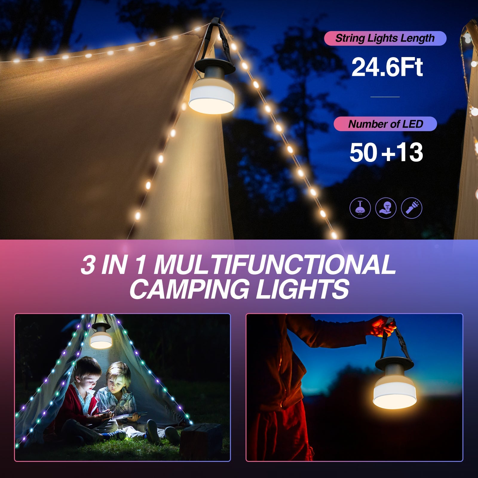 SakerPlus® Solar Camping String Lights
