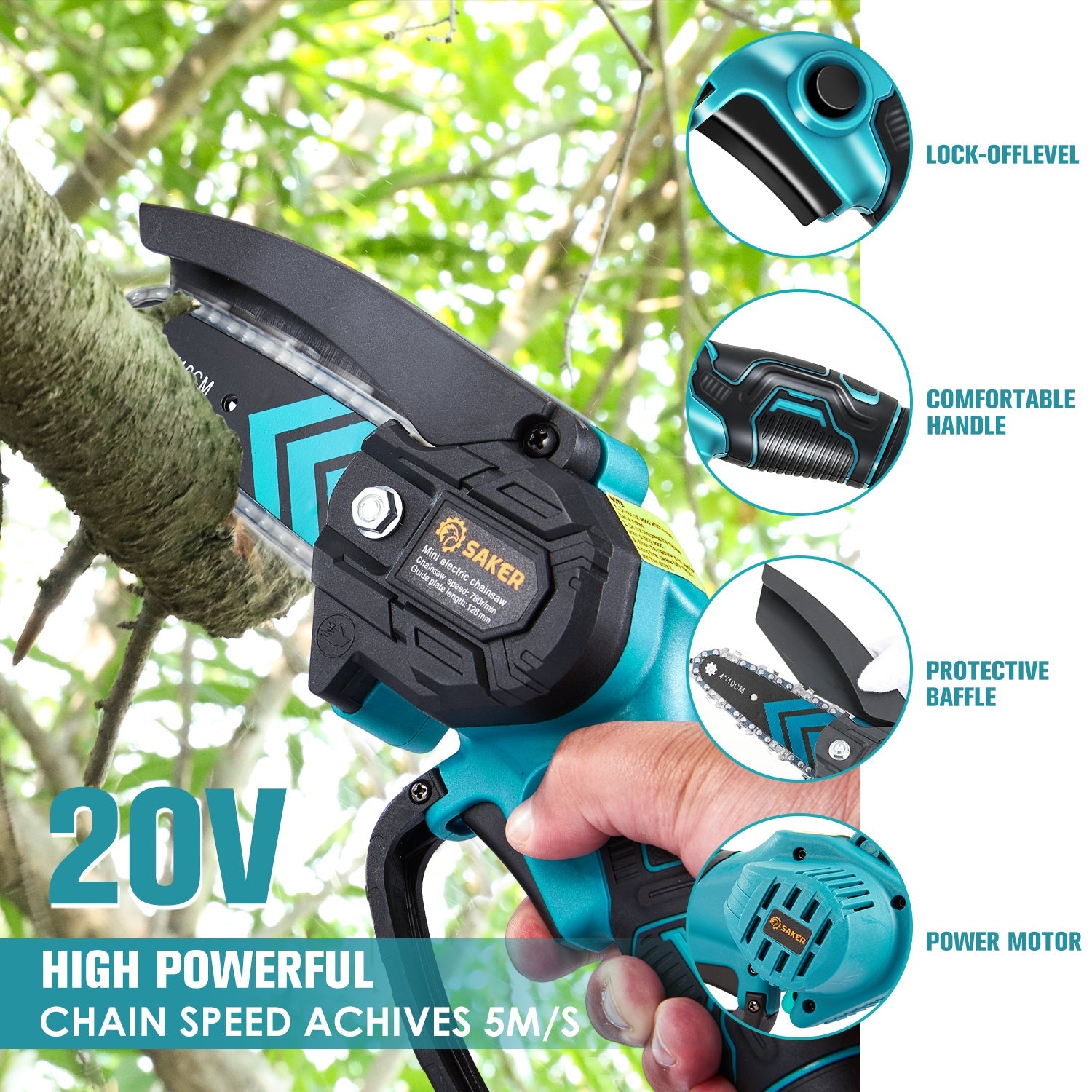Saker Mini Chainsaw Accessories - 6 Inch Guide Bar