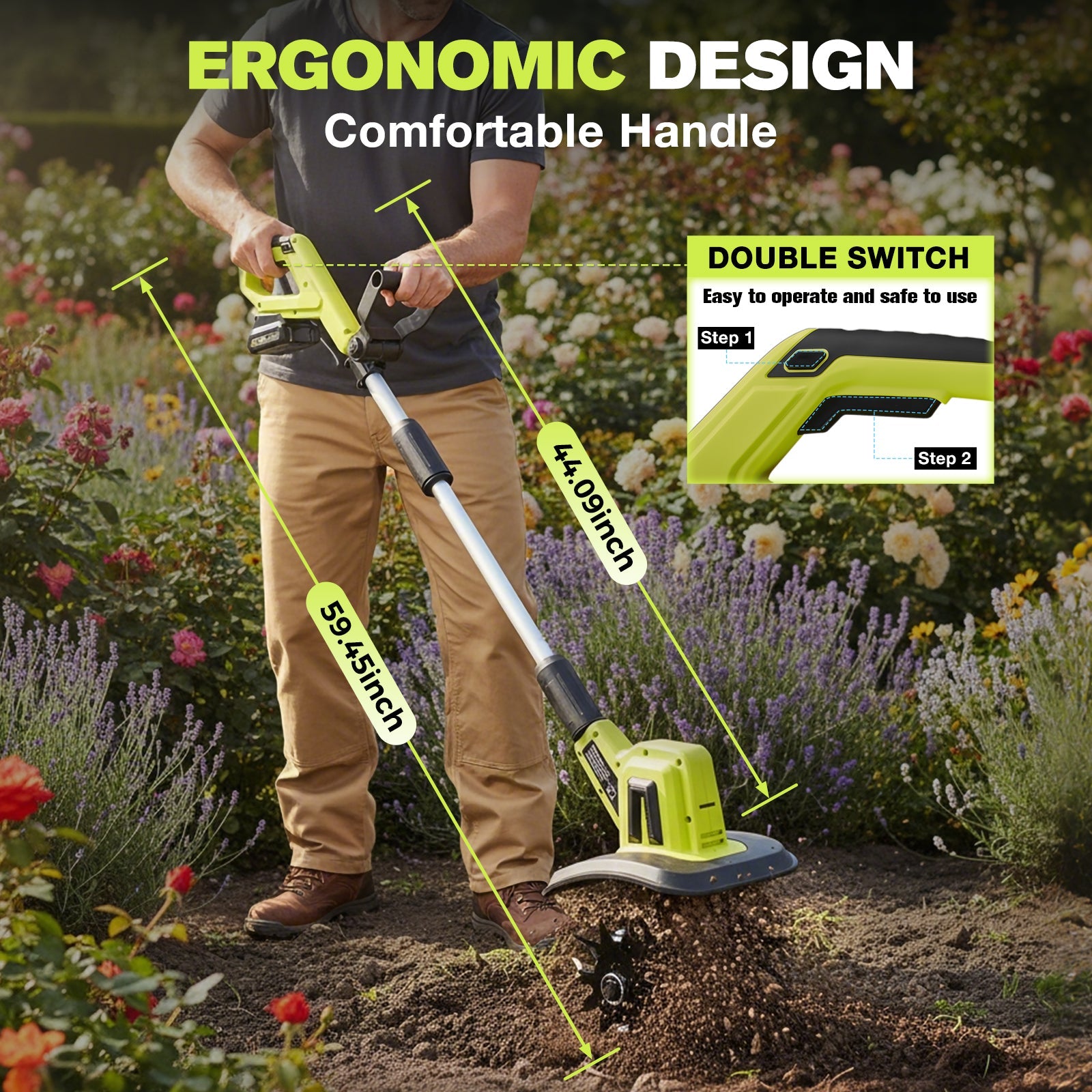 Saker® Cordless Garden Tiller For Easy Soil