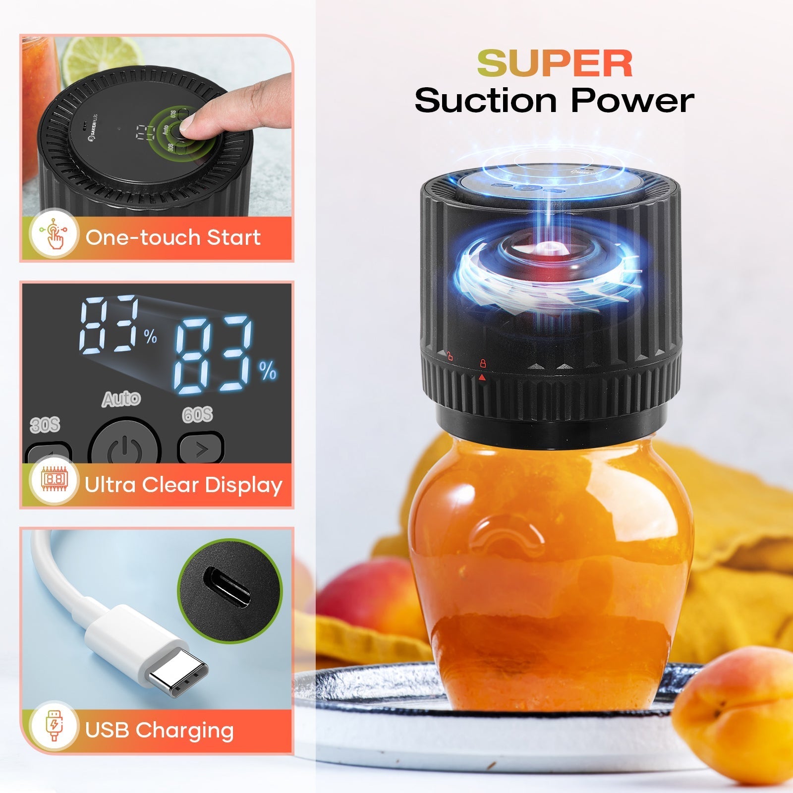 Efficient Food Saver - SakerPlus Electric Vacuum Sealer For Mason Jars