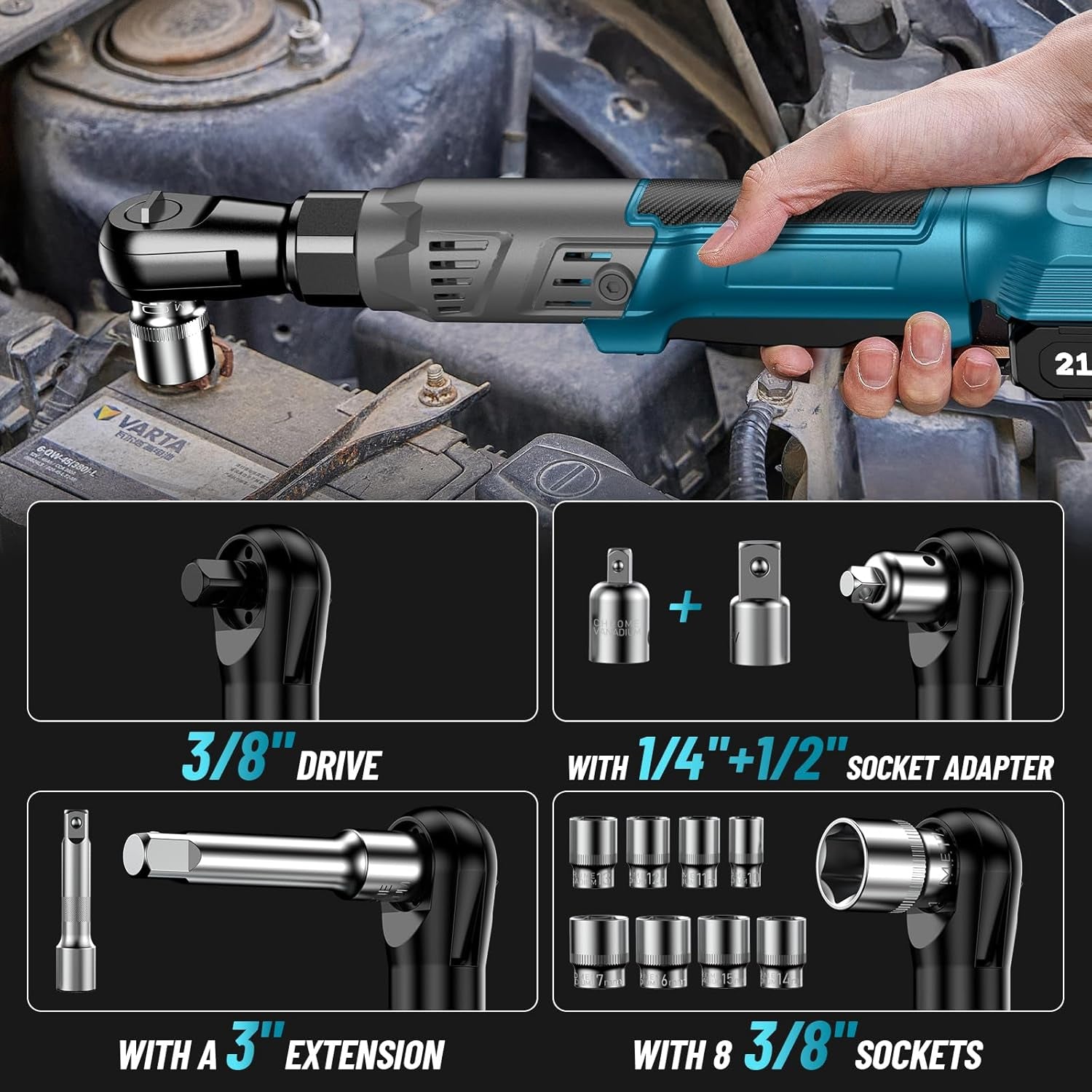 Sakerplus Cordless Electric Ratchet Wrench Set