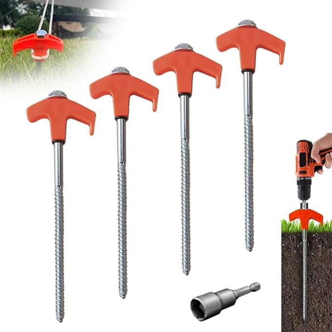Sakerplus 8" Screw in Tent Stakes