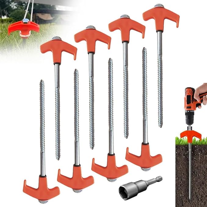 Sakerplus 8" Screw in Tent Stakes