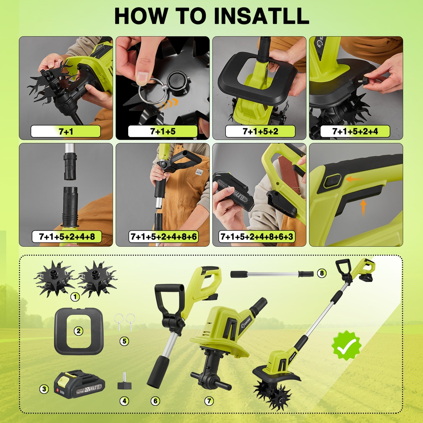 Saker® Cordless Garden Tiller For Easy Soil