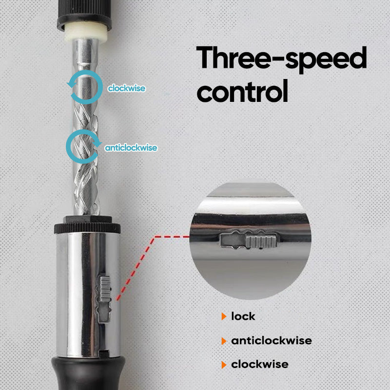 SAKERPLUS Push Pull Ratchet Screwdriver With 5 Screwdriver Heads