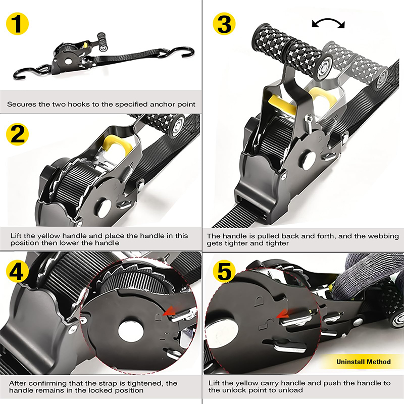 Sakerplus® Automatic Retractable Heavy-Duty Ratchet Strap