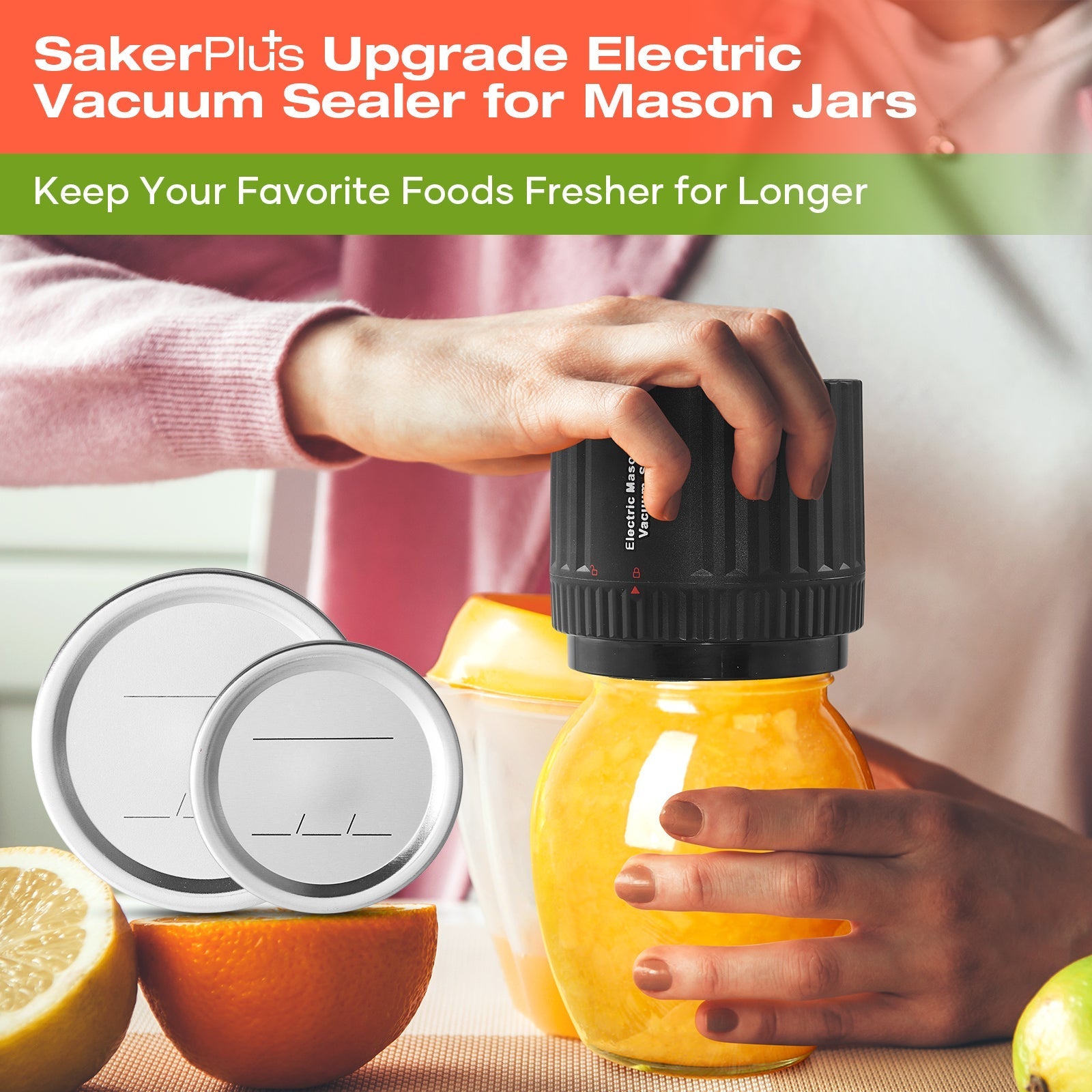 Efficient Food Saver - SakerPlus Electric Vacuum Sealer For Mason Jars