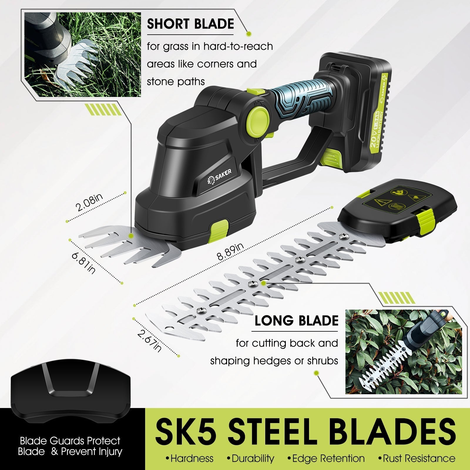 Saker® Cordless Hedge Trimmer