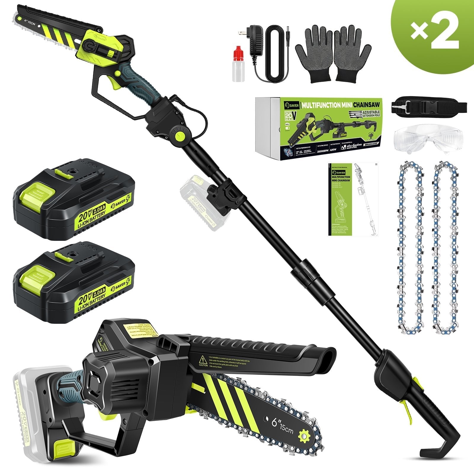 Sakerplus® Cordless Pole Saw and Mini Chainsaw