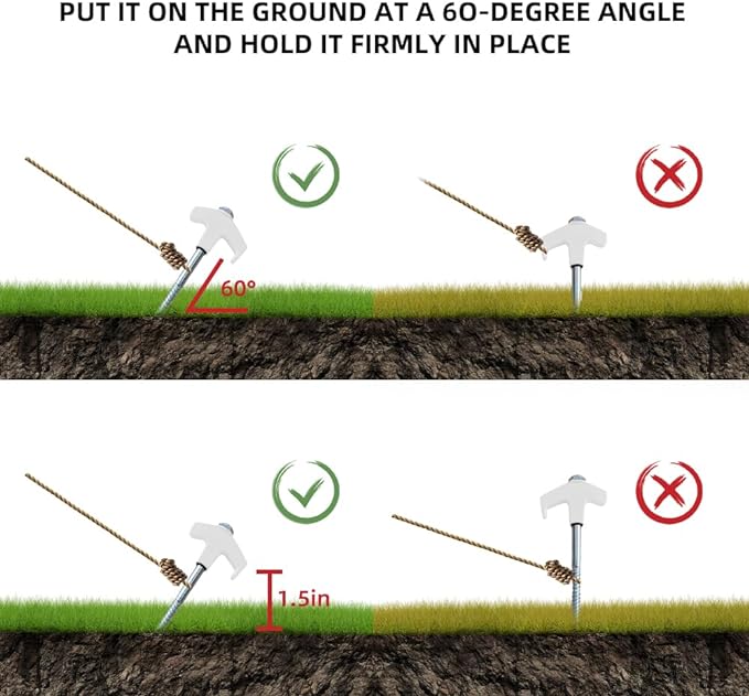 Sakerplus 8" Screw in Tent Stakes