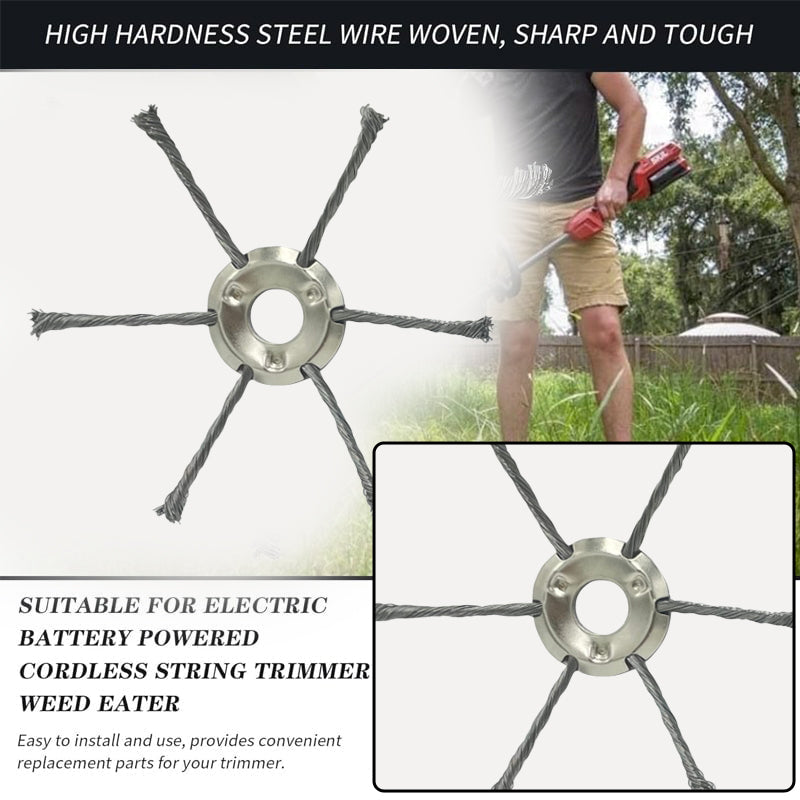 Sakerplus® 6 inch Steel Wire Brush Cutter Trimmer Head