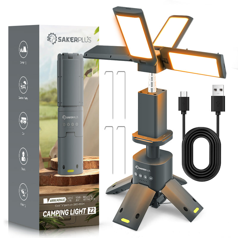 Sakerplus® Outdoor Lighting Solution - SakerPlus Camping Lantern with Four Led Lamps