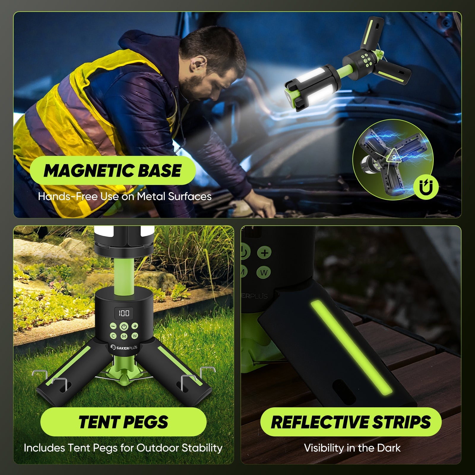 Sakerplus Telescopic Camping Lights with Stand