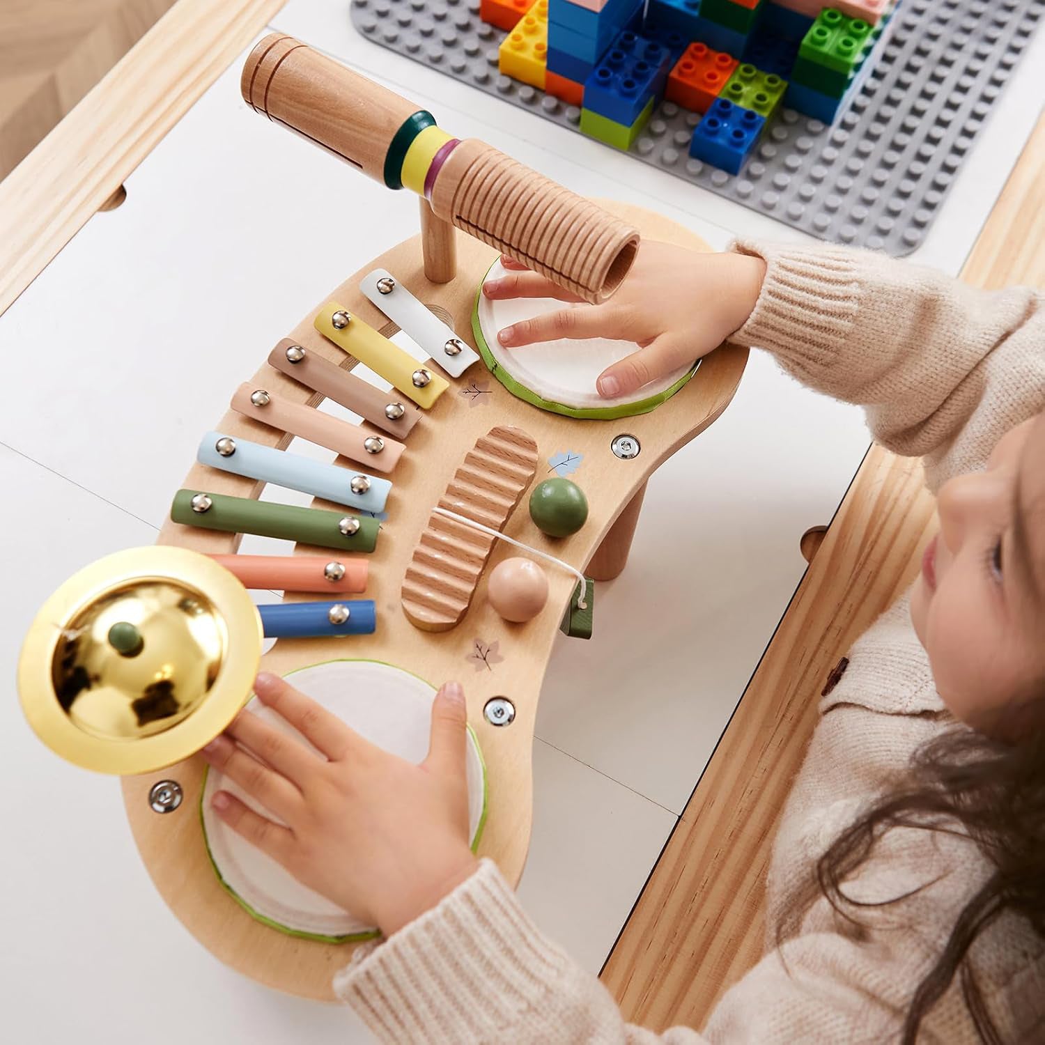 Sakerplus® 7 In 1 Wooden Kids Drum Set