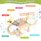 Sakerplus® 7 In 1 Wooden Kids Drum Set
