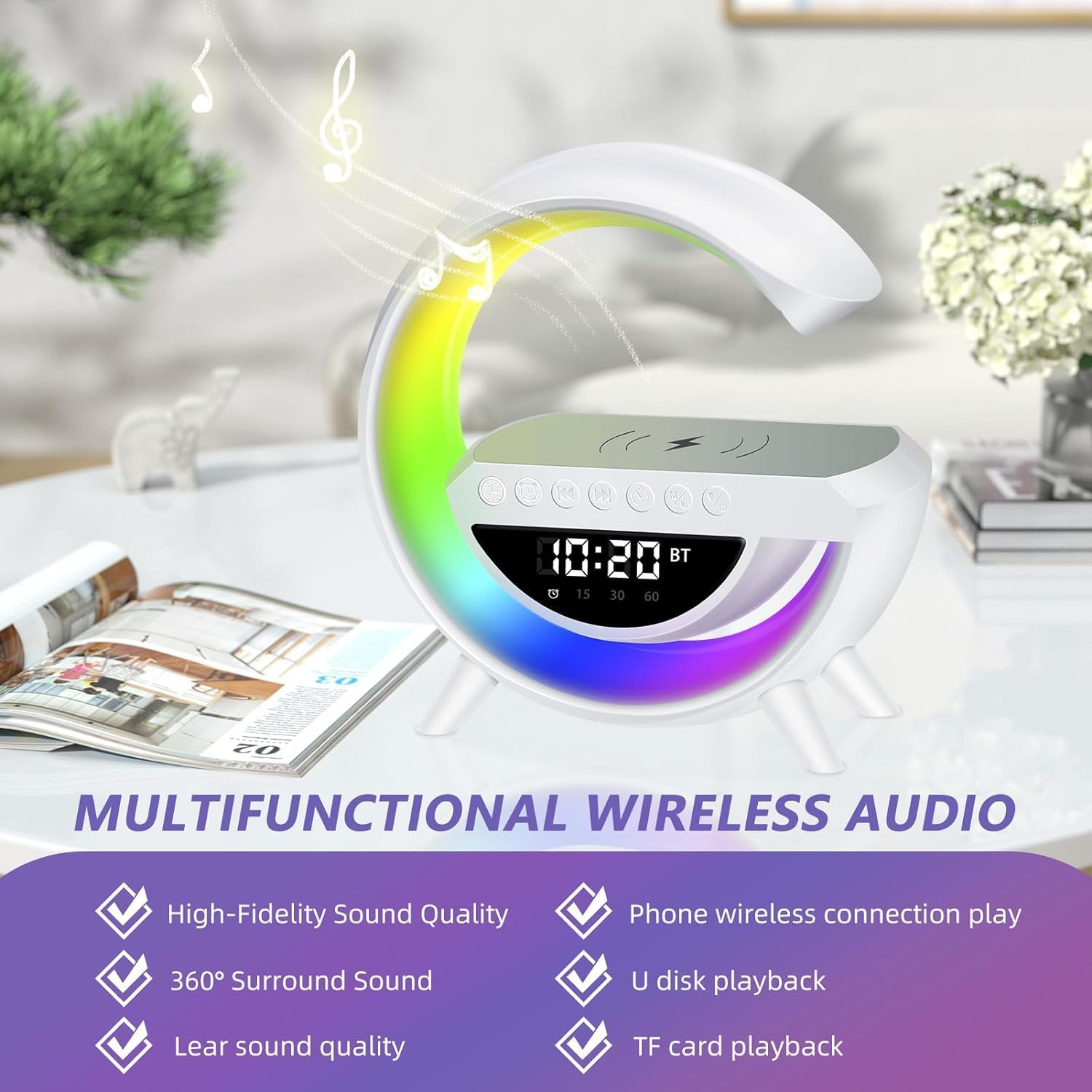 Sakerplus® G-shaped Led Wireless Charging Speaker