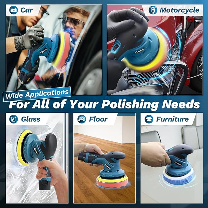 Sakerplus Cordless Car Buffer Polisher
