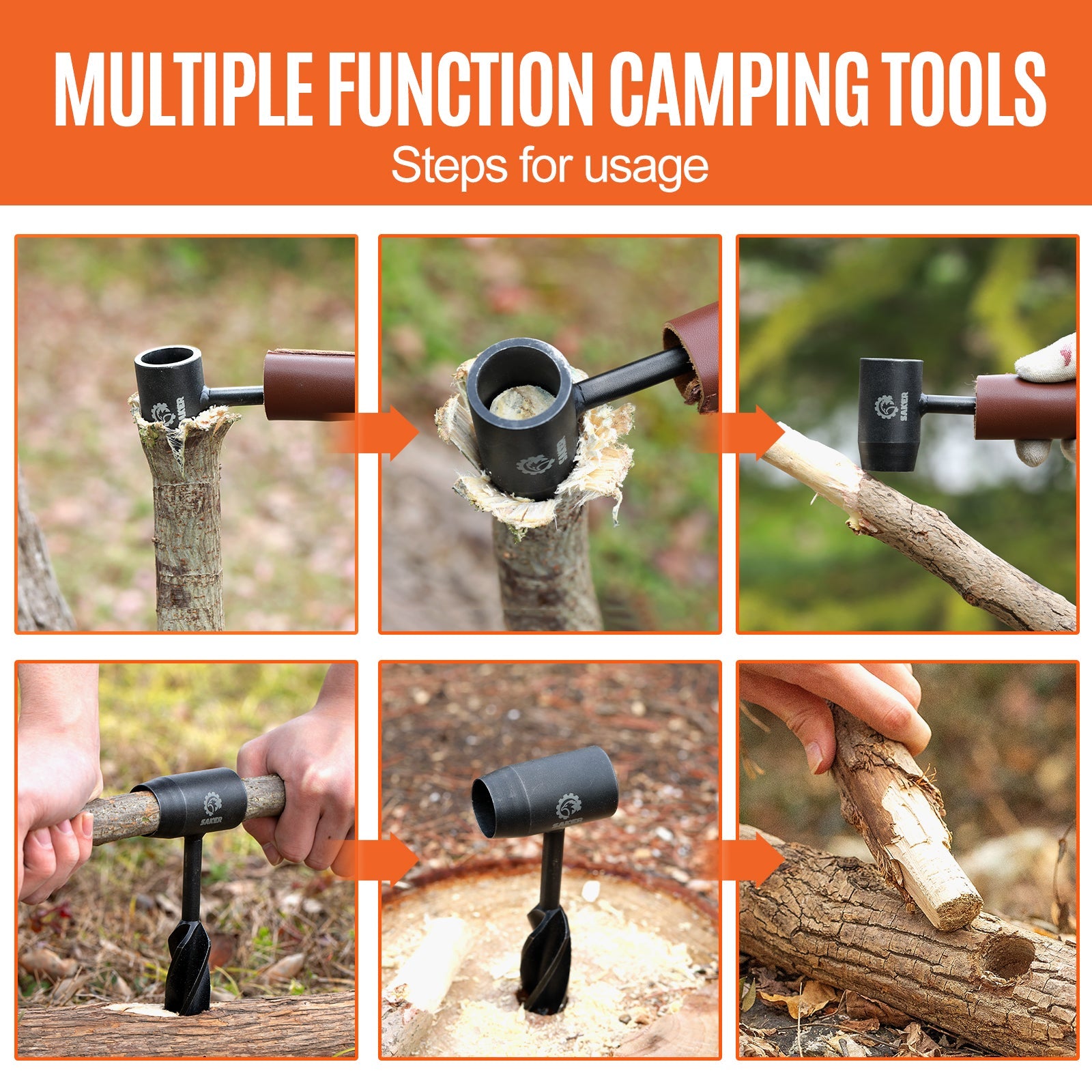 Portable Multi-Tool for Outdoor Adventures - SAKER® Upgrade Bushcraft Hand Auger Wrench
