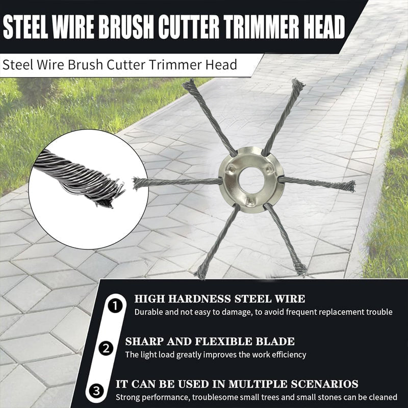 Sakerplus® 6 inch Steel Wire Brush Cutter Trimmer Head