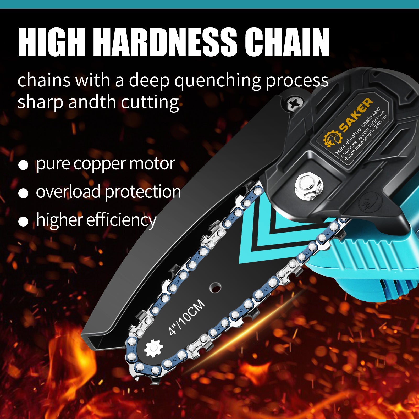Saker Mini Chainsaw Accessories - 4 Inch Guide Bar