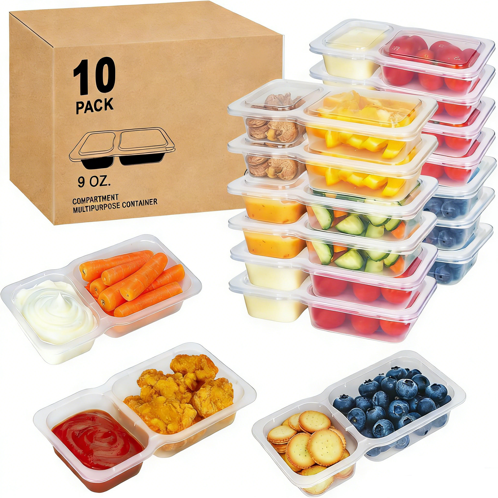 Sakerplus® Two Compartment Snackle Box Container
