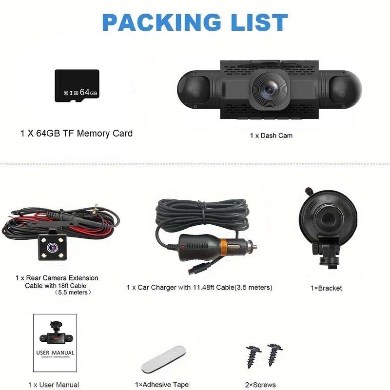 Sakerplus® 4 Channel FHD Dash Cam