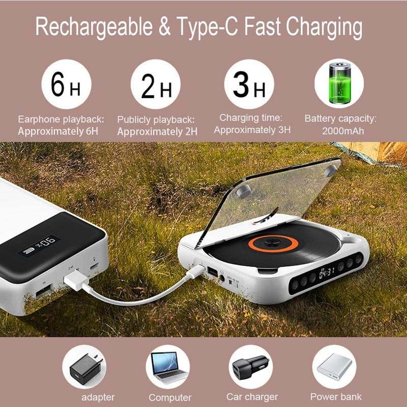 Sakerplus® Portable Bluetooth CD Player