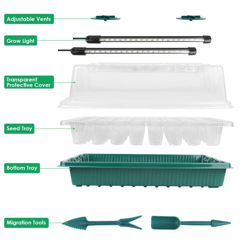 Sakerplus Seed Starter Tray with Grow Light