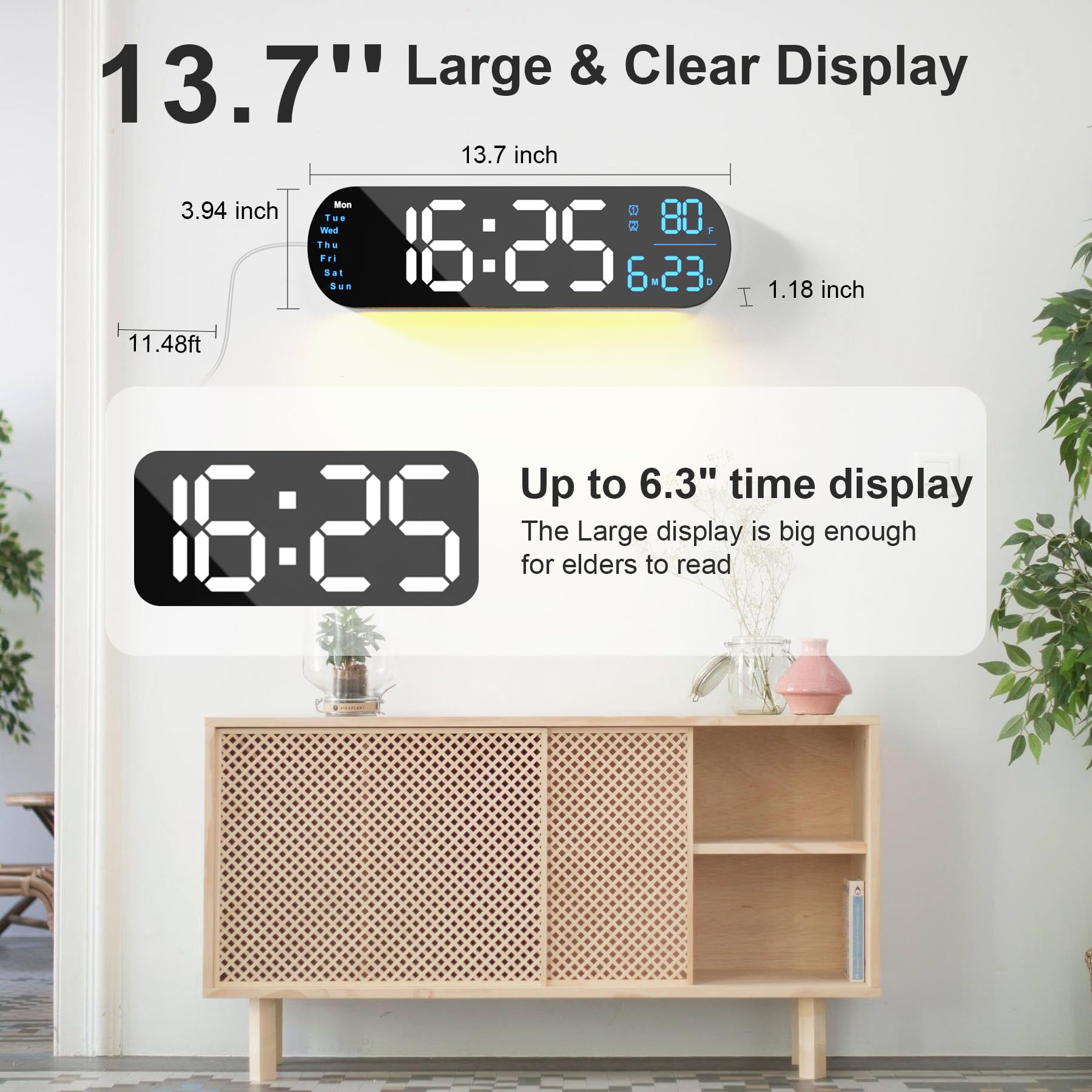 Sakerplus Multi Functional LED Display Clock
