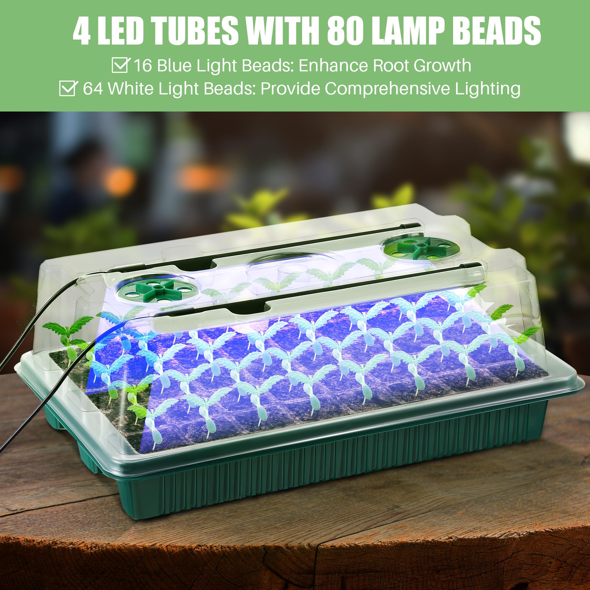 Sakerplus 2 Pack Seed Starter Tray with Grow Light