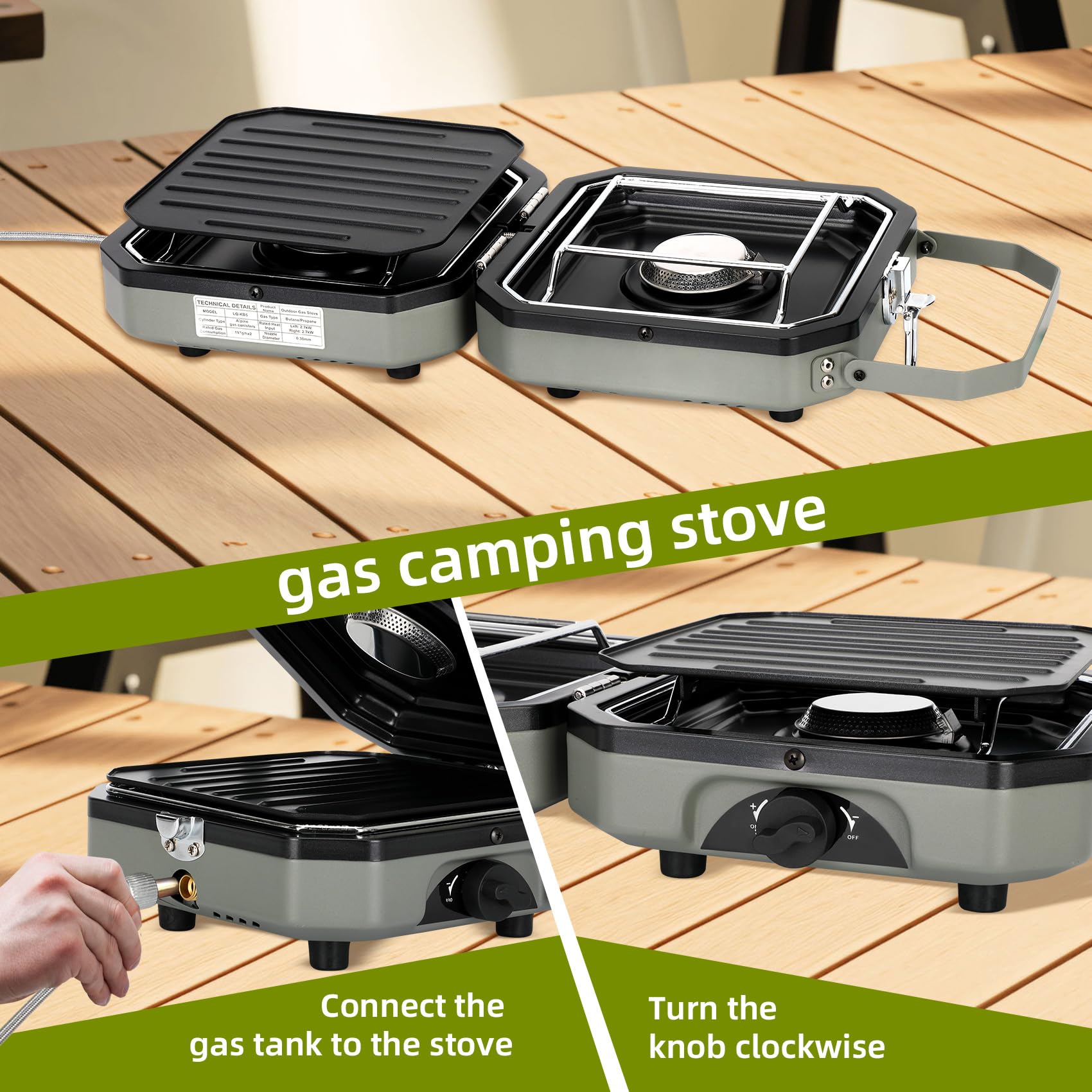 Sakerplus 2 Burner Propane Camping Stove with Grill
