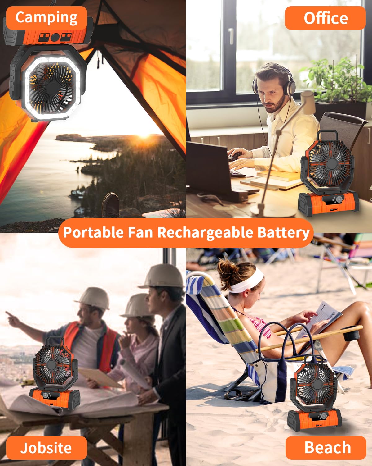 Sakerplus Rechargeable  RC Camping Fan